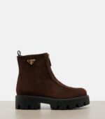 Prada Suede Platform Ankle Boots – Brown 5