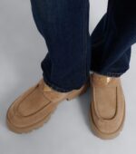 Prada Shearling-Trimmed Suede Platform Ankle Boots – Beige 3