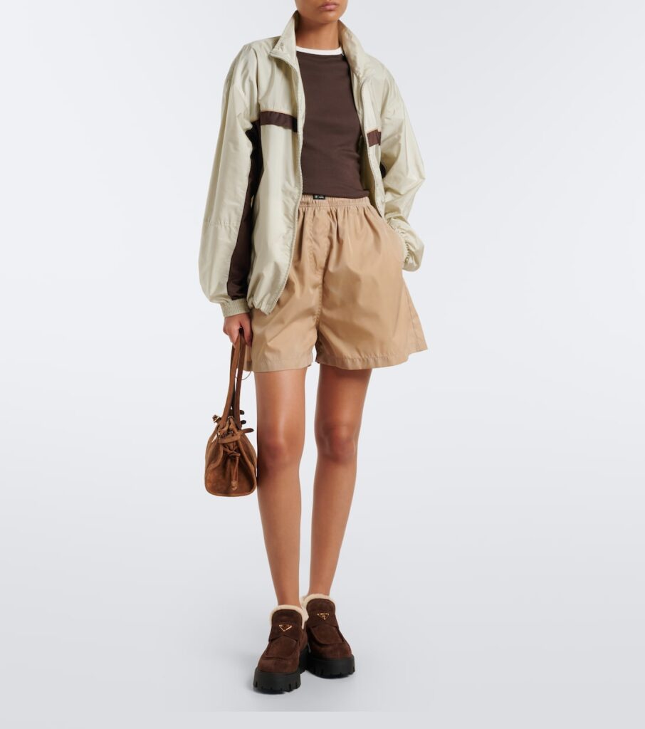 Prada Logo Shearling-Lined Suede Ankle Boots – Brown 2