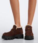 Prada Logo Shearling-Lined Suede Ankle Boots – Brown 3