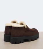 Prada Logo Shearling-Lined Suede Ankle Boots – Brown 4