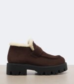 Prada Logo Shearling-Lined Suede Ankle Boots – Brown 5