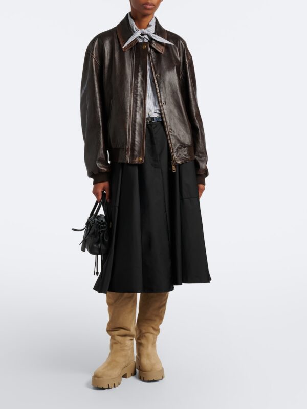 Prada Shearling-Lined Suede Knee-High Boots – Beige 2