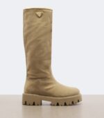 Prada Shearling-Lined Suede Knee-High Boots – Beige 5