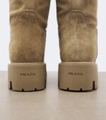 Prada Shearling-Lined Suede Knee-High Boots – Beige 6