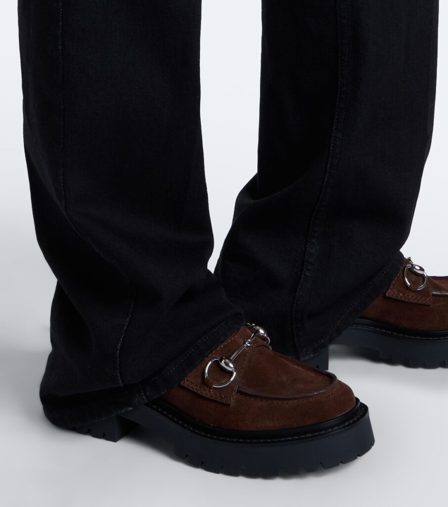 Gucci Rhody Horsebit Suede Platform Loafers – Brown 2