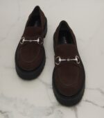 Gucci Rhody Horsebit Suede Platform Loafers – Brown 6
