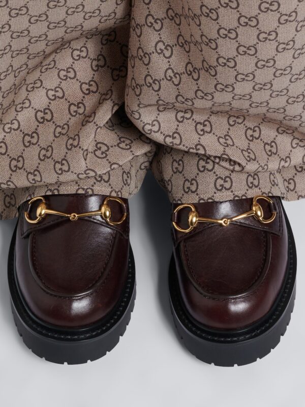Gucci Rhody Shearling-Lined Leather Platform Mules – Burgundy 2