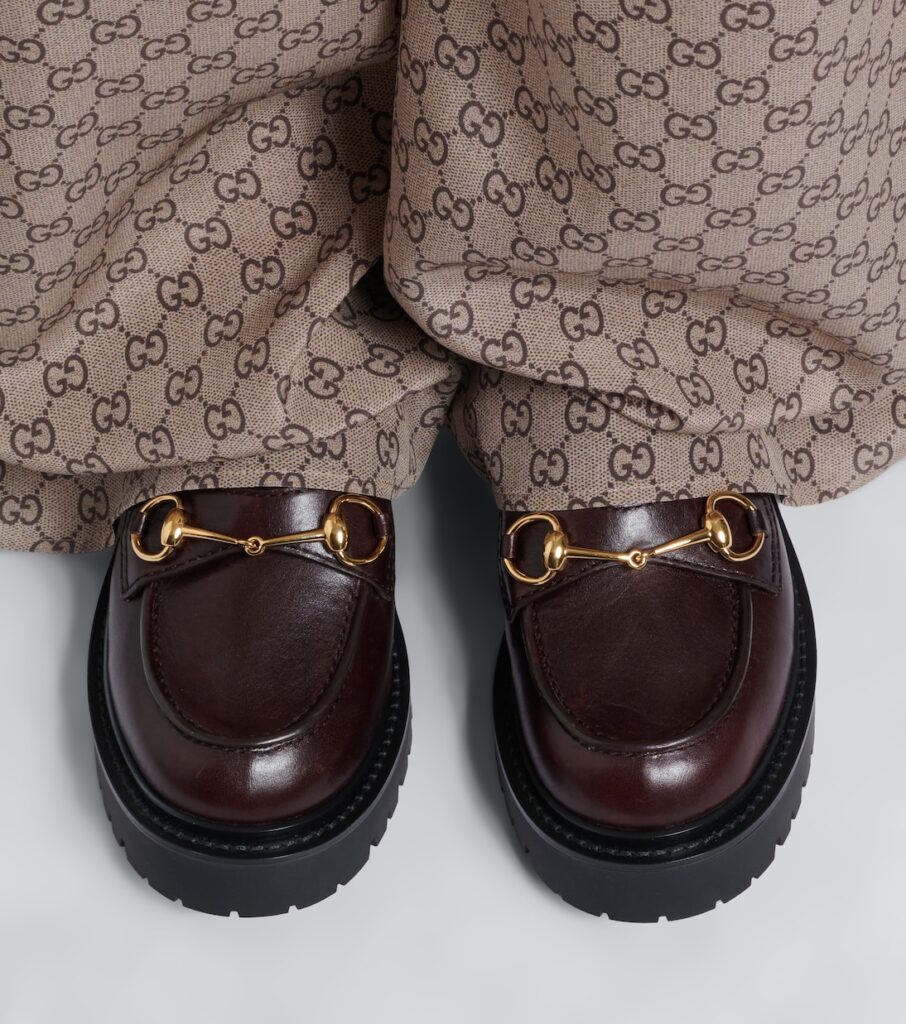 Gucci Rhody Shearling-Lined Leather Platform Mules – Burgundy 2