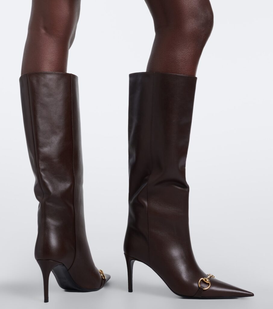 Gucci Donna Horsebit Leather Knee-High Boots – Brown 2