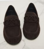 Loewe Double L Suede Loafers – Dark Chocolate 6