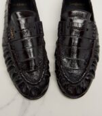 Saint Laurent Cassandre Croc-Effect Leather Loafers – Brown 7