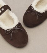 Miu Miu Shearling-Lined Suede Ballet Flats – Brown 6