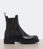 Fendi Commando FF Zucca Leather Chelsea Boots – Black 5
