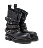 Balenciaga Venom City Leather Biker Boots – Black