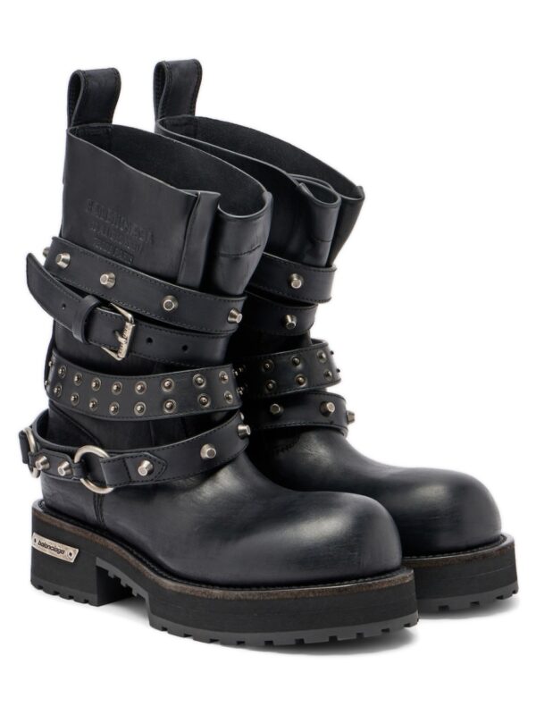 Balenciaga Venom City Leather Biker Boots – Black