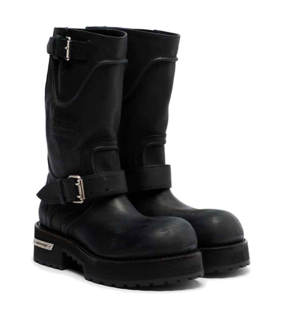 Balenciaga Venom Leather Combat Boots – Black