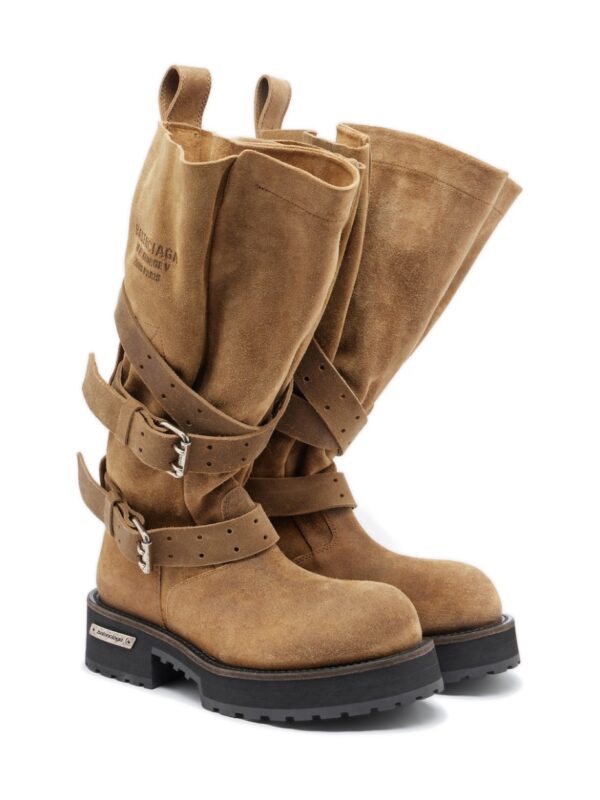 Balenciaga Venom Suede Biker Boots – Tan