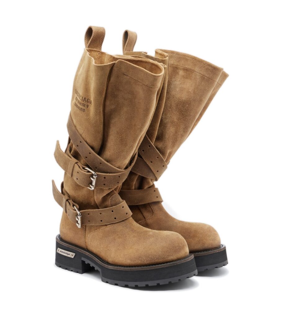 Balenciaga Venom Suede Biker Boots – Tan