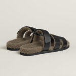 Hermès Chypre Sandal Men – Noir / Étoupe 3
