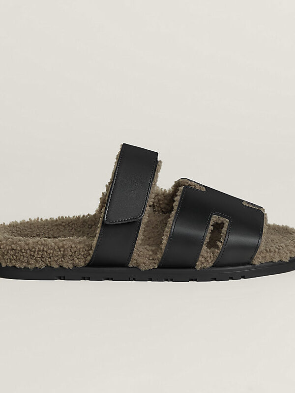 Hermès Chypre Sandal Men – Noir / Étoupe 2