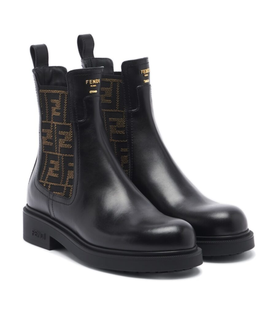 Fendi Commando FF Zucca Leather Chelsea Boots – Black