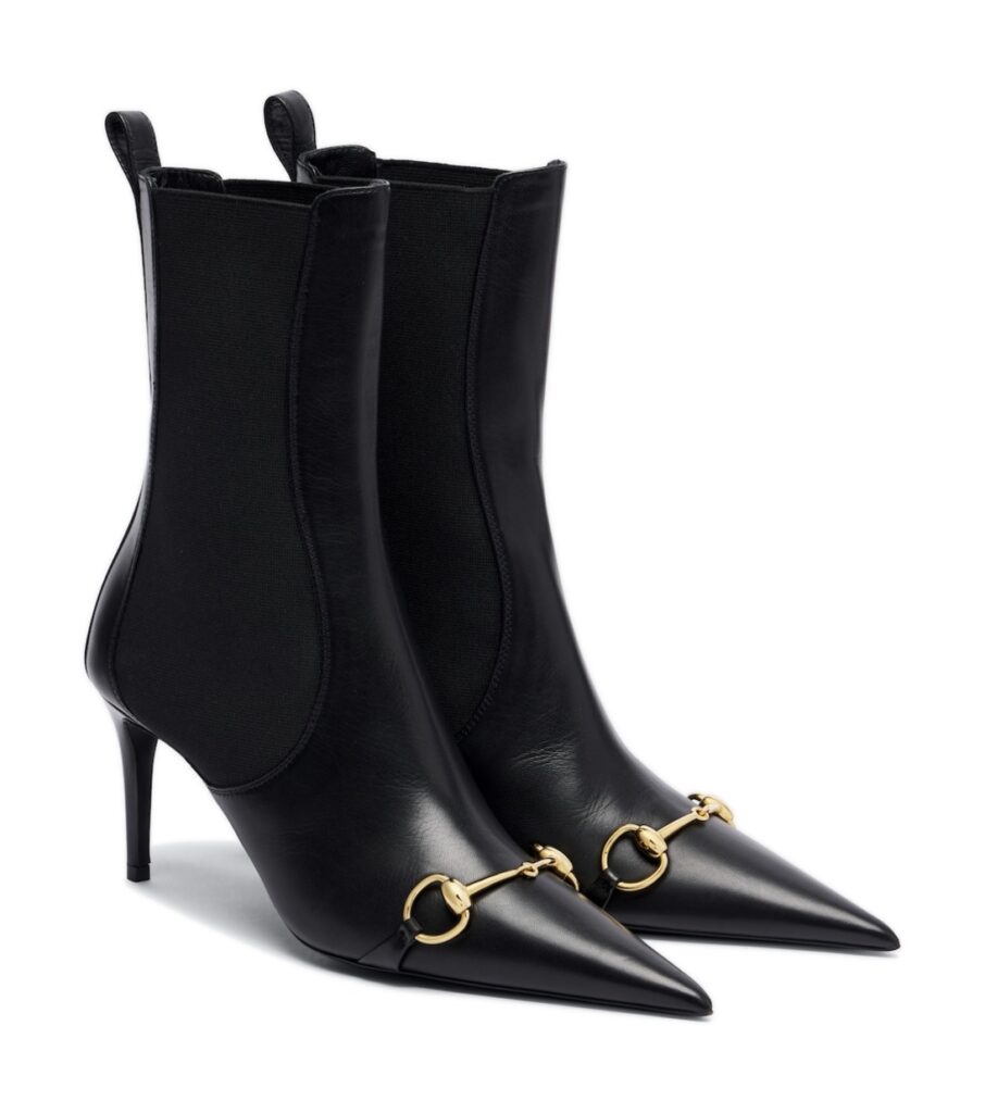 Gucci Donna Horsebit Leather Ankle Boots – Black