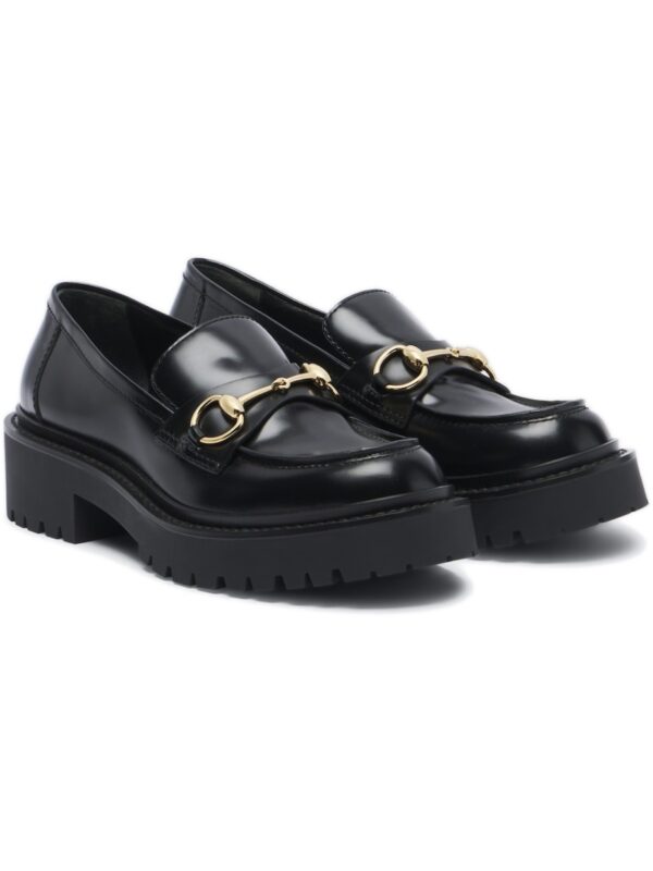 Gucci Rhody Horsebit Leather Platform Loafers – Black