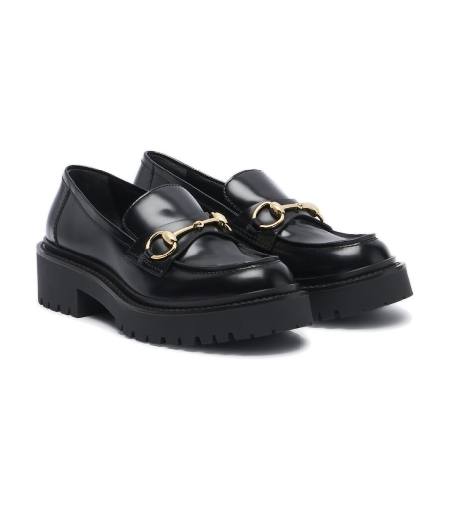 Gucci Rhody Horsebit Leather Platform Loafers – Black