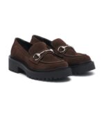 Gucci Rhody Horsebit Suede Platform Loafers – Brown