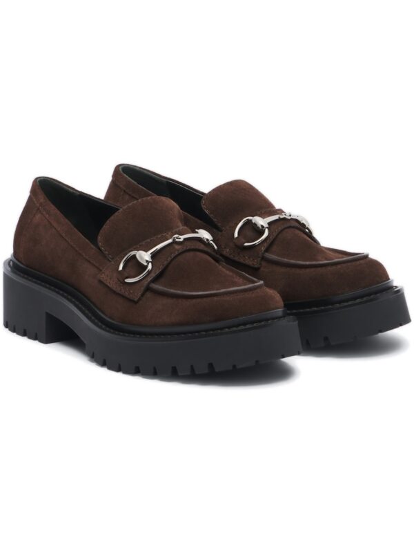 Gucci Rhody Horsebit Suede Platform Loafers – Brown