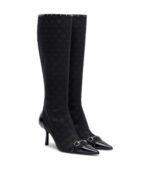 Gucci Savoy Horsebit GG Canvas Knee-High Boots – Black