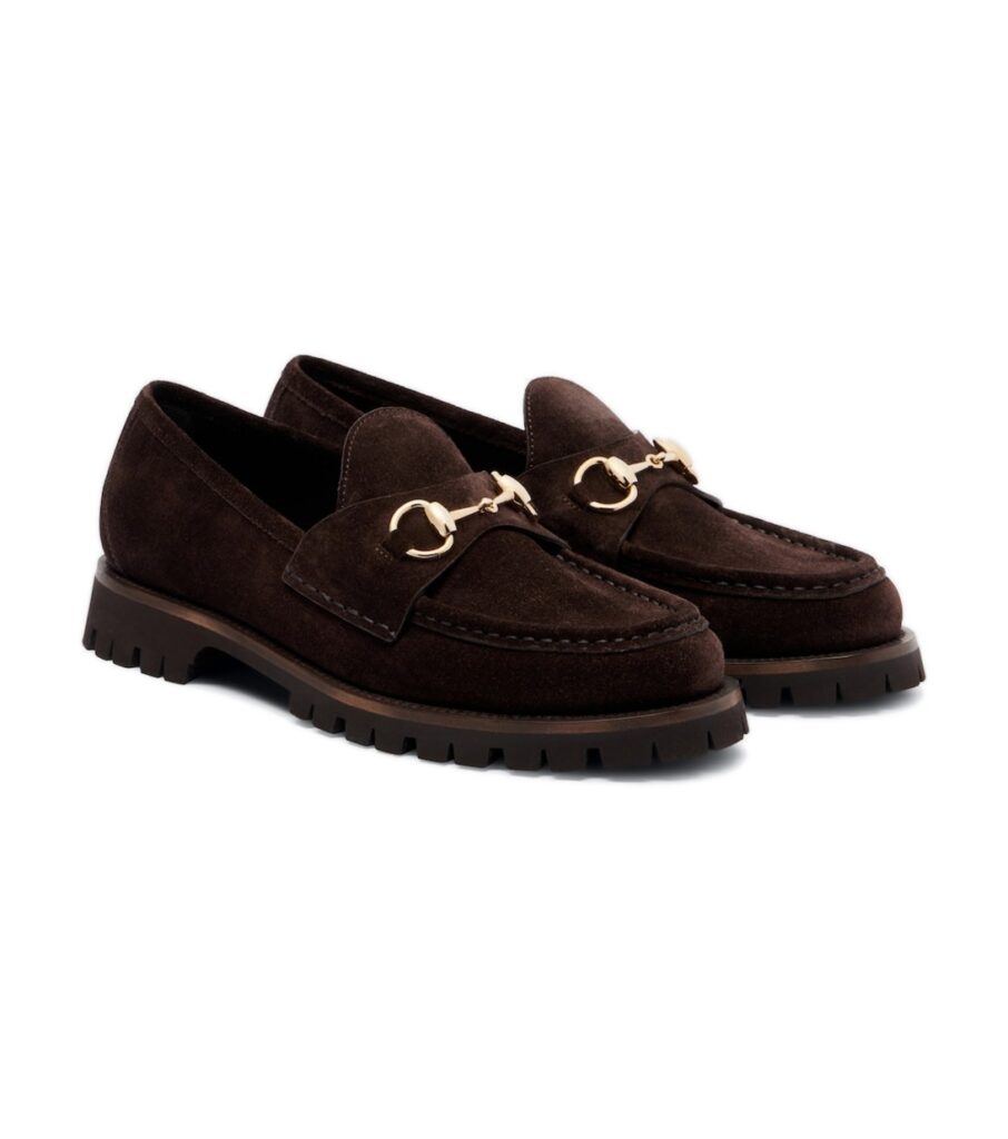 Gucci Sylke Horsebit Suede Loafers – Brown