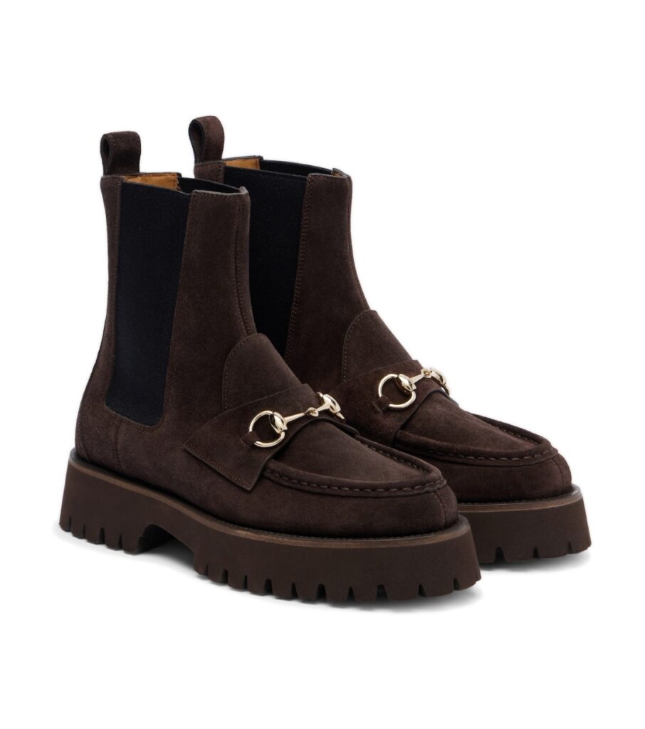 Gucci Sylke Suede Chelsea Boots – Brown