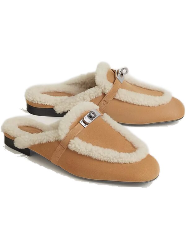 Hermès Oz Shearling Mule – Miel / Écru