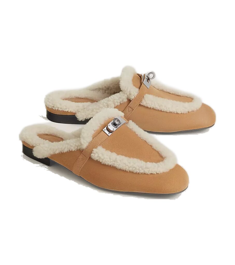Hermès Oz Shearling Mule – Miel / Écru