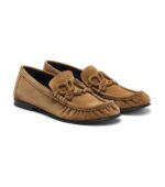 Loewe Double L Suede Loafers – Caramel
