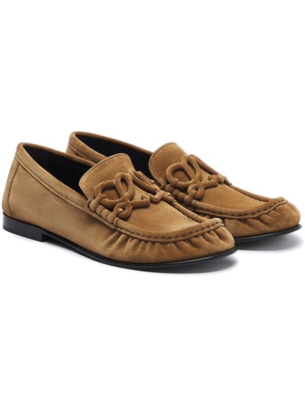 Loewe Double L Suede Loafers – Caramel