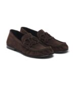 Loewe Double L Suede Loafers – Dark Chocolate