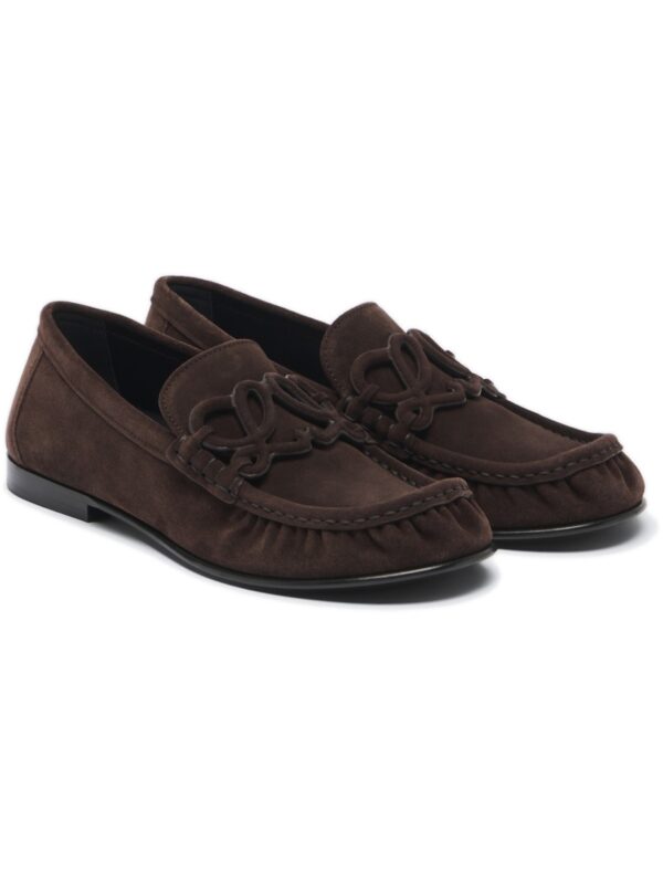 Loewe Double L Suede Loafers – Dark Chocolate