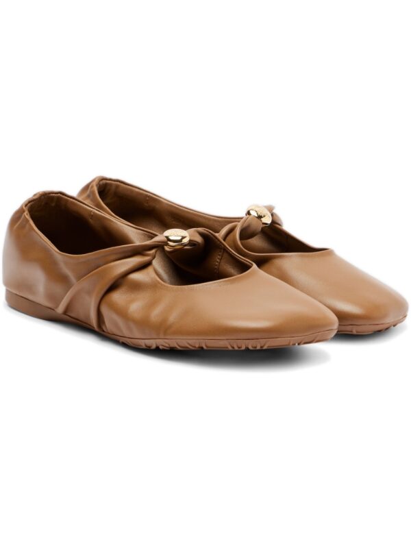 Loewe Pebble Leather Ballet Flats – Brown