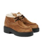 Miu Miu Chunky Shearling-Trimmed Leather Flats – Brown