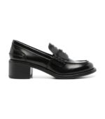 Miu Miu Coin-Embellished Block-Heel Loafers – Black