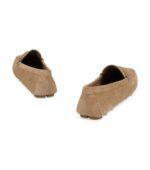 Miu Miu Logo-Embossed Suede Loafers – Ecru 4