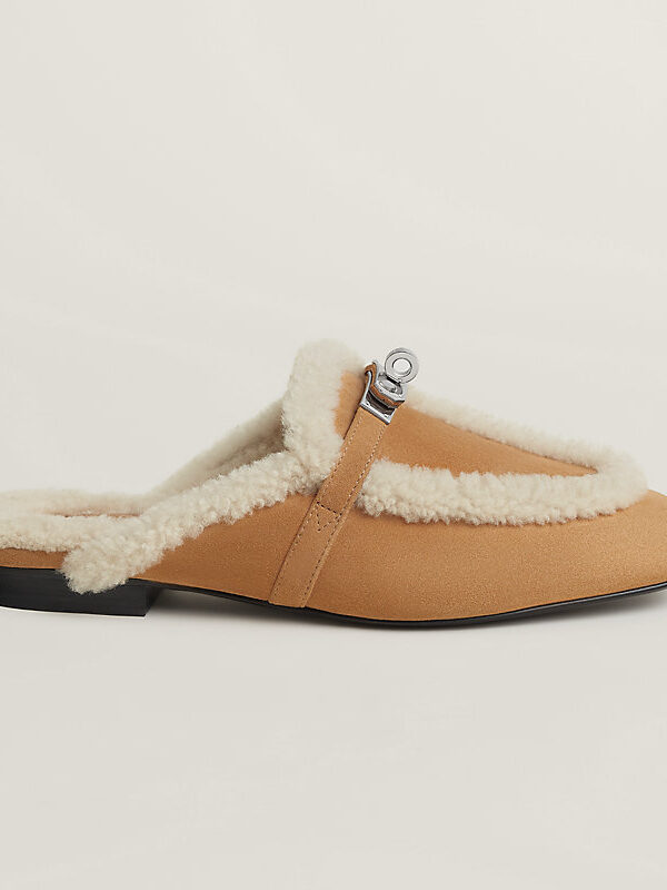 Hermès Oz Shearling Mule – Miel / Écru 2