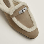 Hermès Oz Shearling Mule – Étoupe / Écru 4