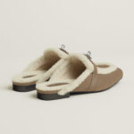 Hermès Oz Shearling Mule – Étoupe / Écru 3
