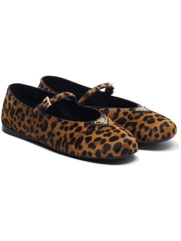 Prada Leopard-Print Mary Jane Flats