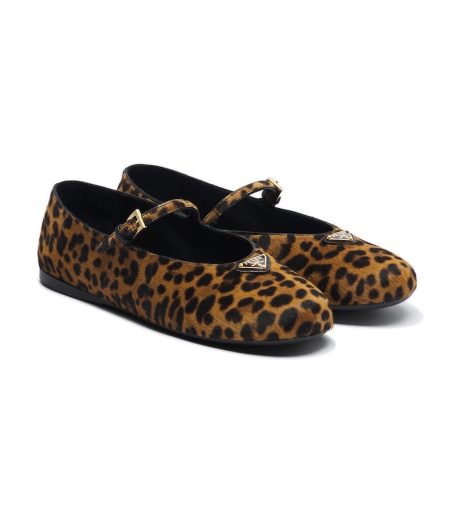 Prada Leopard-Print Mary Jane Flats