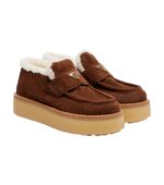 Prada Shearling-Lined Suede Loafers – Brown